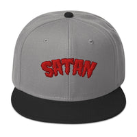 Satan Blood Drip Snapback – Occult 3D Puff Flat Bill Hat, Gothic Satanist Embroidered Cap, Dark Alt Horror Streetwear embroidered snapback hat, product image 9