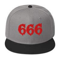 Red 666 embroidered snapback hat, product image 9