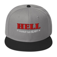 Hell Is Where The Heart Is Snapback – Satanic Occult Flat Bill Cap Metalheads Embroidered Hat for Alt Horror Fashion embroidered snapback hat, product image 9