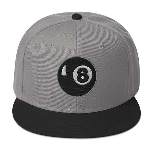 Black 8 Ball Billiards embroidered snapback hat, product image 1