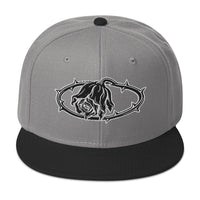 Crown of Thorns Black Death Rose embroidered snapback hat, product image 7