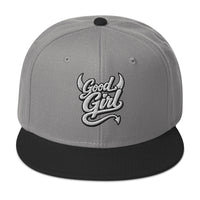 Good Girl Devil Horns and Tail embroidered snapback hat, product image 7