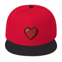 Retro 8 Bit Video Game Pixelated Heart Embroidered Flat Bill Cap embroidered snapback hat, product image 22