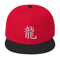 Japanese Kanji for Dragon Anime Symbol Embroidered Flat Bill Cap embroidered snapback hat, product image 21