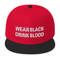 Wear Black Drink Blood Embroidered Flat Bill Cap embroidered snapback hat, product image 21