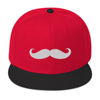 Classic Handlebar Mustache Embroidered Flat Bill Cap embroidered snapback hat, product image 21