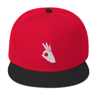 Okay Sign Hand Gesture Symbol Embroidered Flat Bill Cap embroidered snapback hat, product image 21
