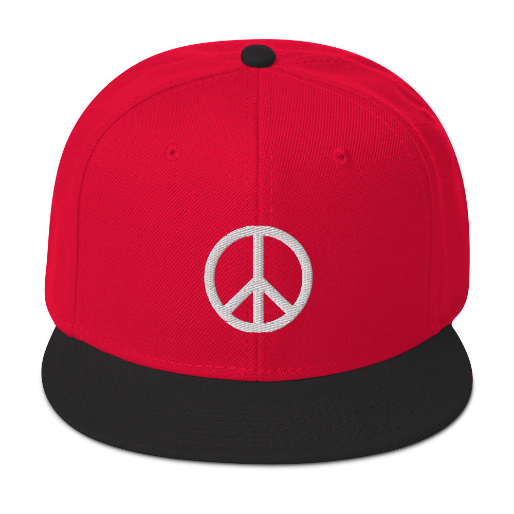 Peace Symbol Icon Namaste No War Embroidered Flat Bill Cap Snapback Hat