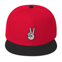 The V Sign for Victory Hand Gesture Embroidered Flat Bill Cap embroidered snapback hat, product image 21