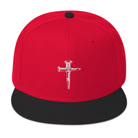 Wooden Stakes Cross Embroidered Flat Bill Cap embroidered snapback hat, product image 20