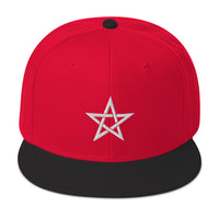 White Wiccan Woven Pentagram Symbol Embroidered Flat Bill Cap embroidered snapback hat, product image 22