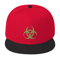 Green Bio Hazard Symbol Warning Sign Embroidered Flat Bill Cap embroidered snapback hat, product image 22