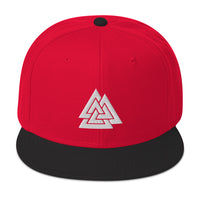 Viking Valknut Triangles of Power and Glory Embroidered Flat Bill Cap embroidered snapback hat, product image 21