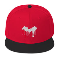 White Vampire Bat Blood Drip Embroidered Flat Bill Cap embroidered snapback hat, product image 22