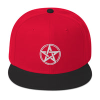 White Witching Hour Woven Pentagram Embroidered Flat Bill Cap embroidered snapback hat, product image 21