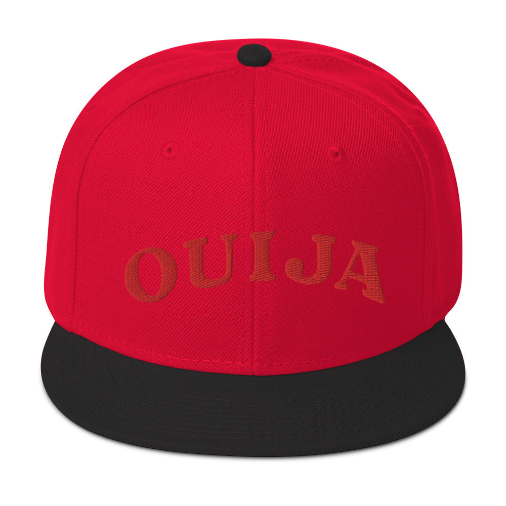 Red Ouija Spirit Board Words Embroidered Flat Bill Cap Snapback Hat