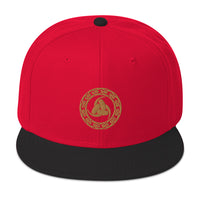 Sepia Tone Odin's Knot – The Valknut Embroidered Celtic Flat Bill Hat embroidered snapback hat, product image 21