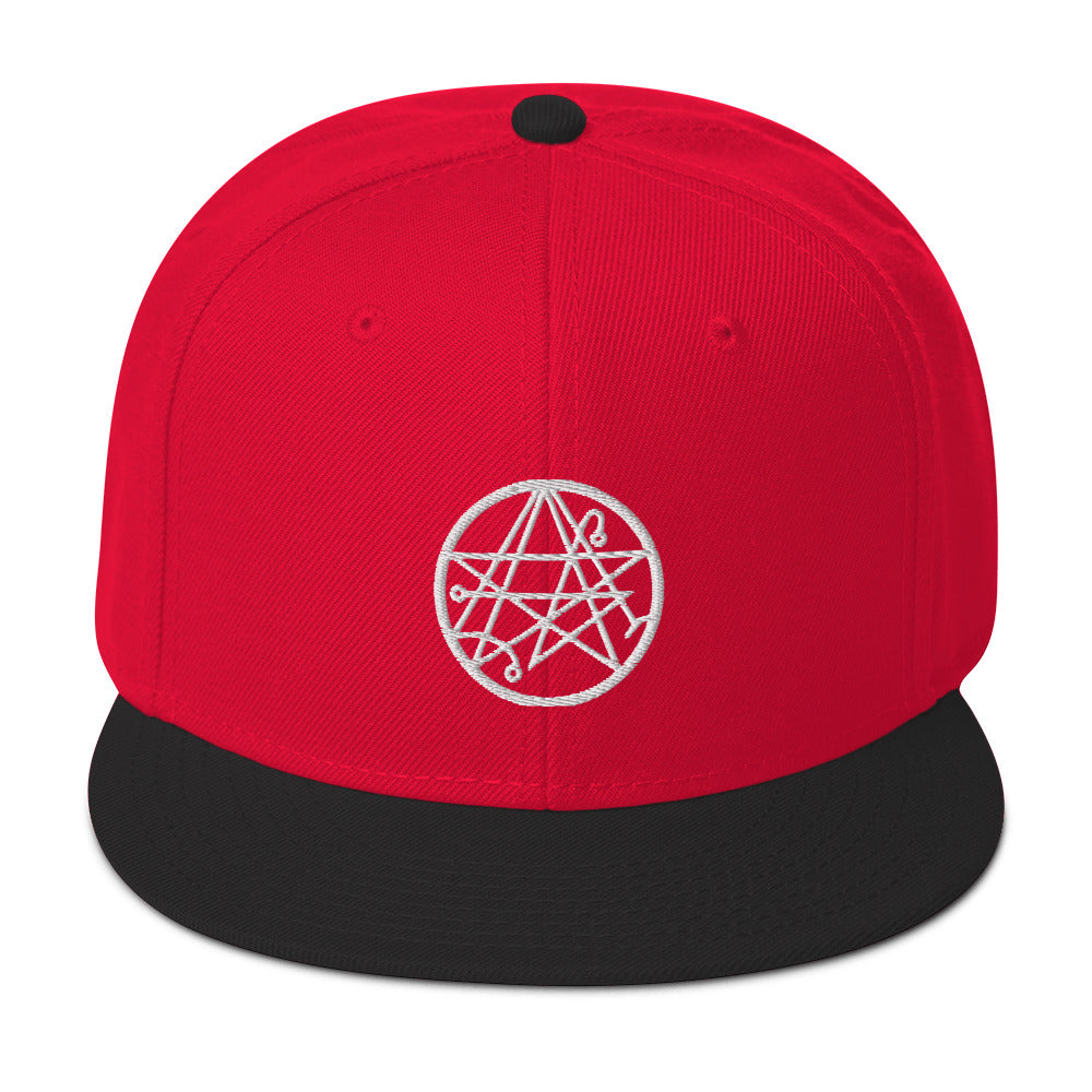 White Necronomicon Symbol Book of Dead Embroidered Flat Bill Cap Snapback Hat