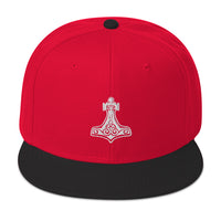 Viking God of Thunder Hammer Mjolnir Embroidered Flat Bill Cap embroidered snapback hat, product image 22