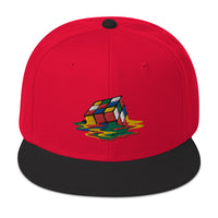 Melting Speed Cube Gaming Puzzle Box Embroidered Flat Bill Cap embroidered snapback hat, product image 21