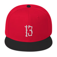 White Lucky Number 13 Goth # Thirteen Embroidered Flat Bill Cap embroidered snapback hat, product image 22