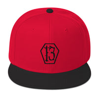 Black Coffin Number 13 Goth # Thirteen Embroidered Flat Bill Cap embroidered snapback hat, product image 22