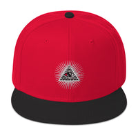 White Illuminati All Seeing Psychic Eye Embroidered Flat Bill Cap embroidered snapback hat, product image 22