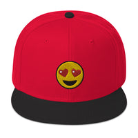 Heart – Eyes Emoji Embroidered Emoticon Flat Bill Cap embroidered snapback hat, product image 21
