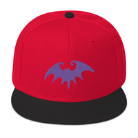 Purple Halloween Gothic Vampire Bat Embroidered Flat Bill Cap embroidered snapback hat, product image 21