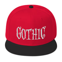 White Gothic Dramatic Style Embroidered Flat Bill Cap embroidered snapback hat, product image 21