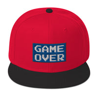 Game Over 8 Bit Embroidered 80's Retro Style Flat Bill Cap embroidered snapback hat, product image 21