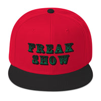 Green Circus Freak Show Embroidered Flat Bill Cap embroidered snapback hat, product image 22
