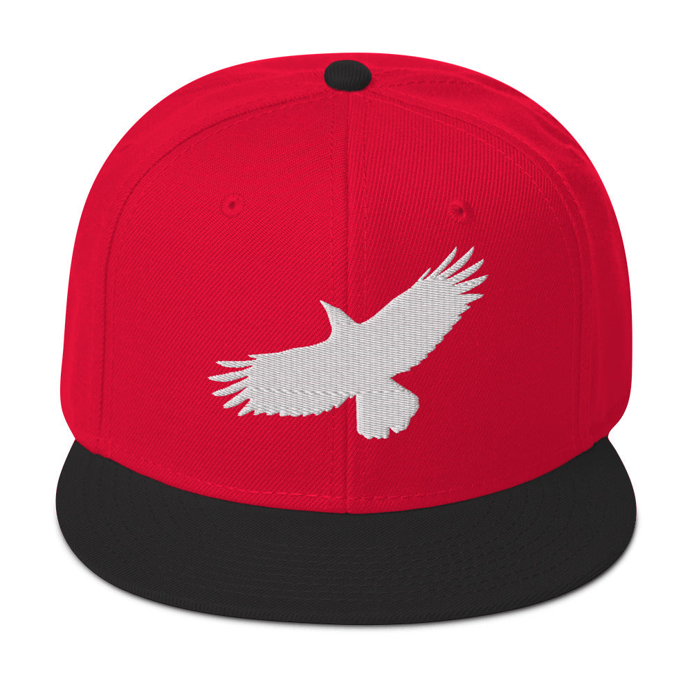 Flying Raven Black Bird Embroidered Flat Bill Cap Snapback Hat