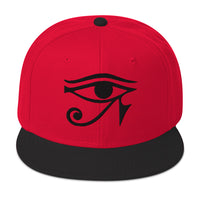 Black Eye of Ra Egyptian Goddess Embroidered Flat Bill Cap embroidered snapback hat, product image 22