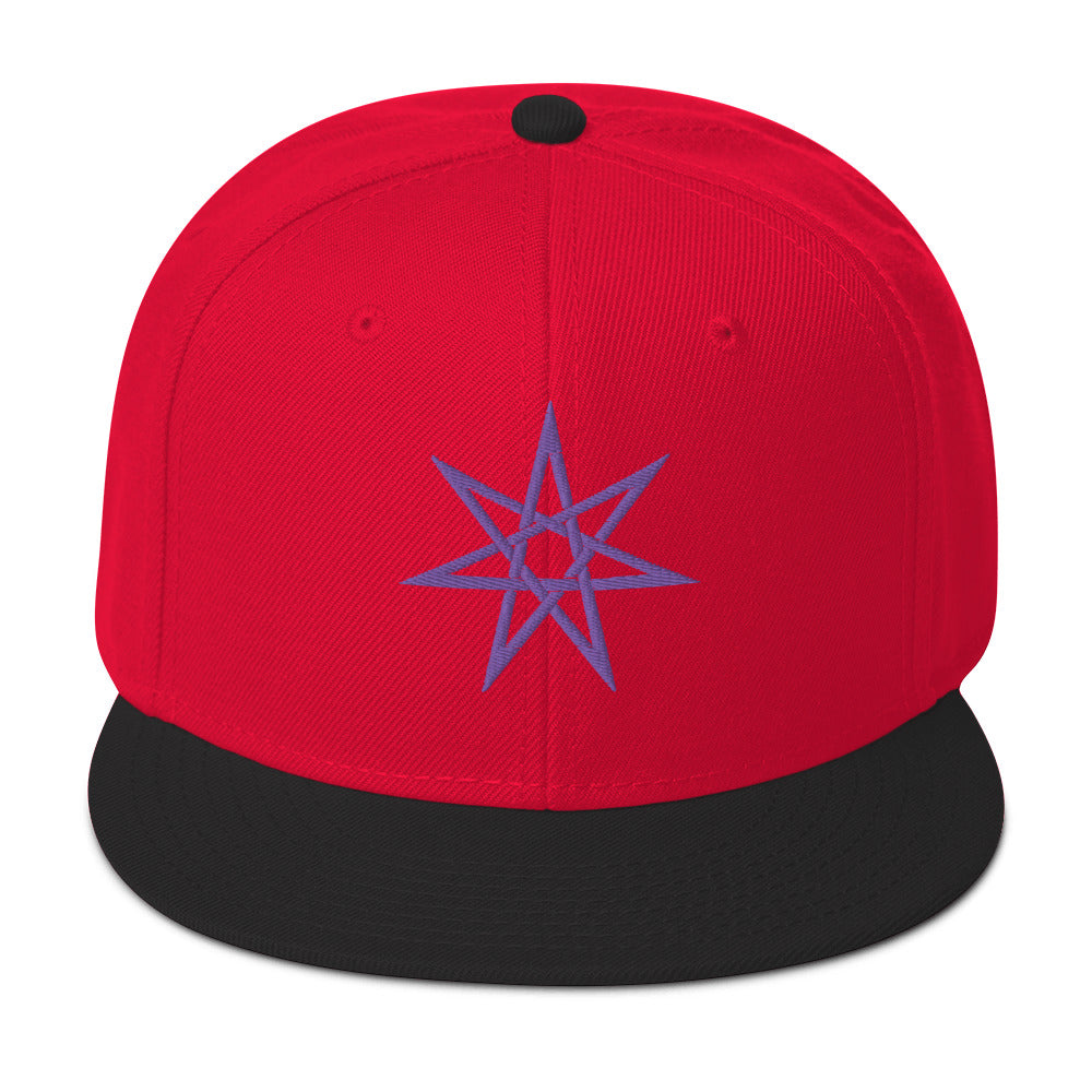 Purple Elven Star Witchcraft Symbol Embroidered Flat Bill Cap Snapback Hat