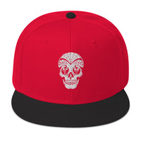 Dia De Los Muertos Day of the Dead Sugar Skull Flat Bill Cap embroidered snapback hat, product image 21