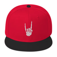 White Bone Hand Devil Horns Metal Sign Embroidered Flat Bill Cap embroidered snapback hat, product image 21