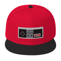 Classic 80's Game Controller Embroidered Flat Bill Cap embroidered snapback hat, product image 1