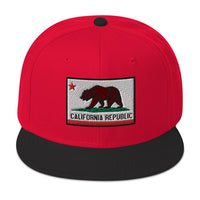 California U.S. State Flag Embroidered Flat Bill Cap embroidered snapback hat, product image 22