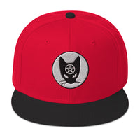 Black Cat Wiccan Pentagram Embroidered Flat Bill Cap embroidered snapback hat, product image 22