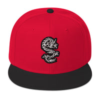 White Ancient Chinese Dragon Embroidered Flat Bill Cap embroidered snapback hat, product image 21