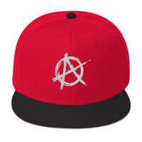 White Anarchy Sign Punk Rock Chaos Embroidered Flat Bill Cap embroidered snapback hat, product image 22