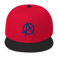 Blue Anarchy Sign Punk Rock Chaos Embroidered Flat Bill Cap embroidered snapback hat, product image 22