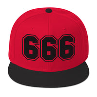 Black 666 The Number of the Beast Evil Embroidered Flat Bill Cap embroidered snapback hat, product image 21