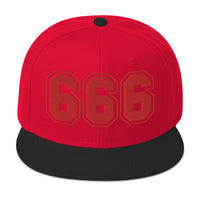 Red 666 The Number of the Beast Evil Embroidered Flat Bill Cap embroidered snapback hat, product image 21