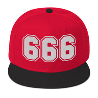 White 666 The Number of the Beast Evil Embroidered Flat Bill Cap embroidered snapback hat, product image 22
