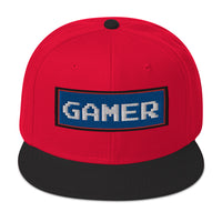 80's Retro Style 8 Bit Gamer Embroidered Flat Bill Cap embroidered snapback hat, product image 21