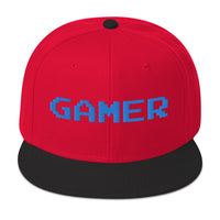 8 Bit Gamer Embroidered Flat Bill Cap embroidered snapback hat, product image 22