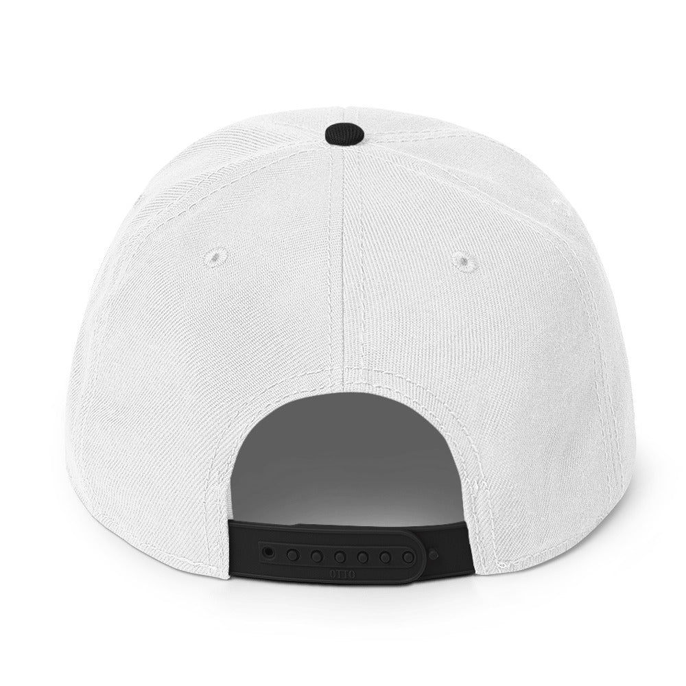 White Inverted Cross Embroidered Flat Bill Cap Snapback Hat