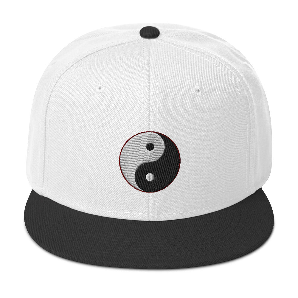 Yin and Yang Chinese Symbol Embroidered Flat Bill Cap Snapback Hat